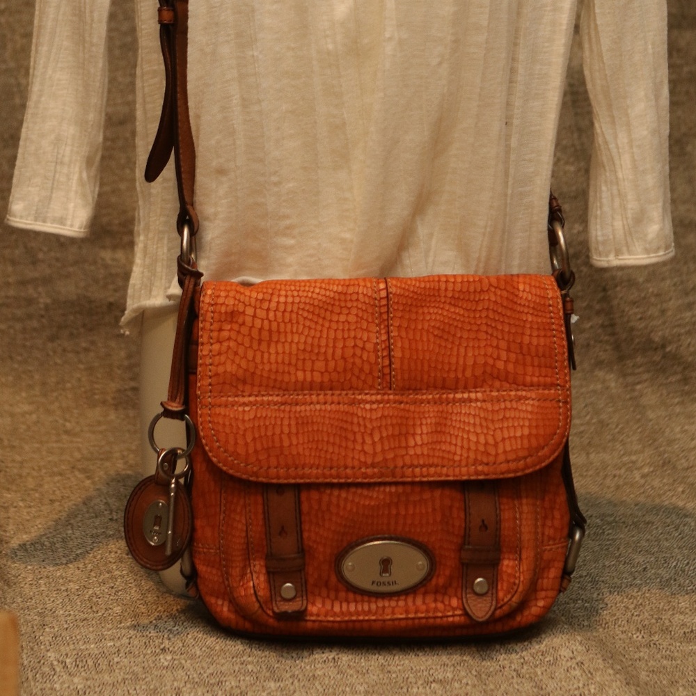 Fossil Embossed Leather Crossbody Purse